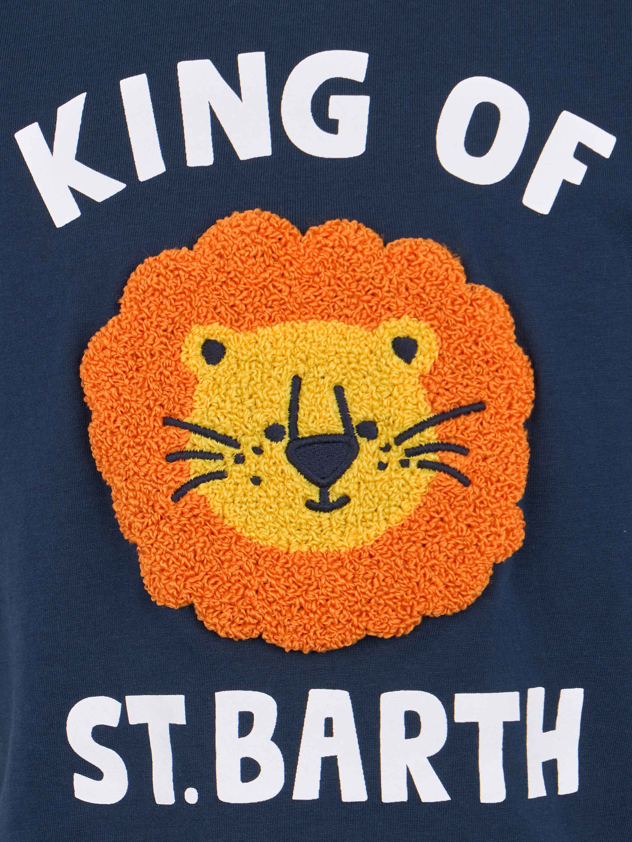 Kinder-Baumwoll-T-Shirt „König von St. Barth“ mit Frottee-Aufnäher