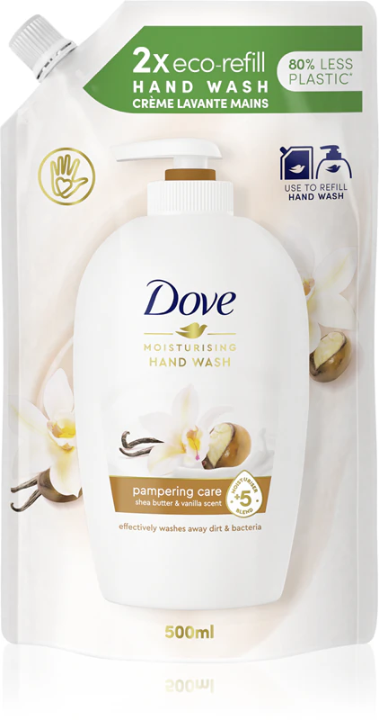 Dove Purely Pampering tekuté mydlo s bambuckým maslom a vanilkou, náplň