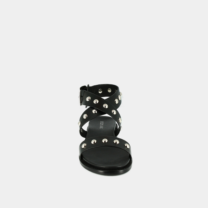 Sandales à brides croisées  en cuir noir