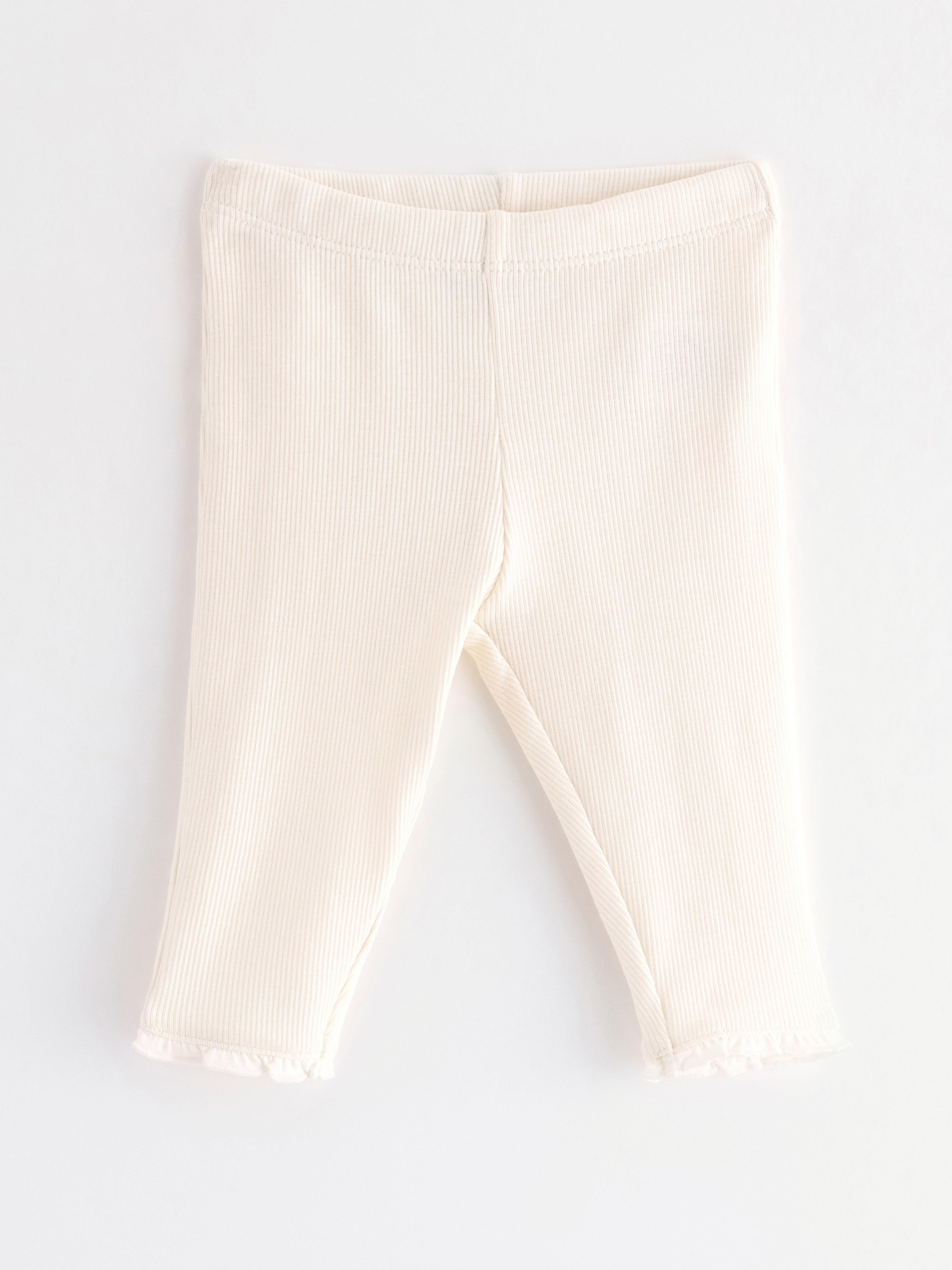 Ribbade leggings Lys Støvet Hvit