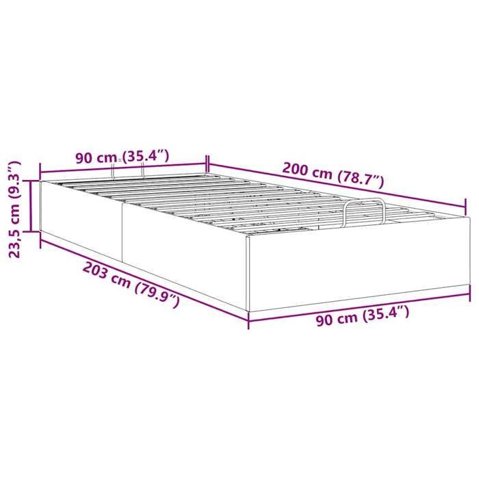 vidaXL Ottoman-Bettgestell ohne Matratze, weiß, 90 x 200 cm, Kunstleder, Bettgestell, gepolstertes Bettgestell, Bettgestell 3310780