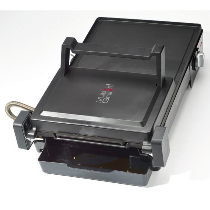 Plancha électrique 3 en 1 - ARIETE 1916 - 2400 W - Plaque 60 x 25 cm - Noir