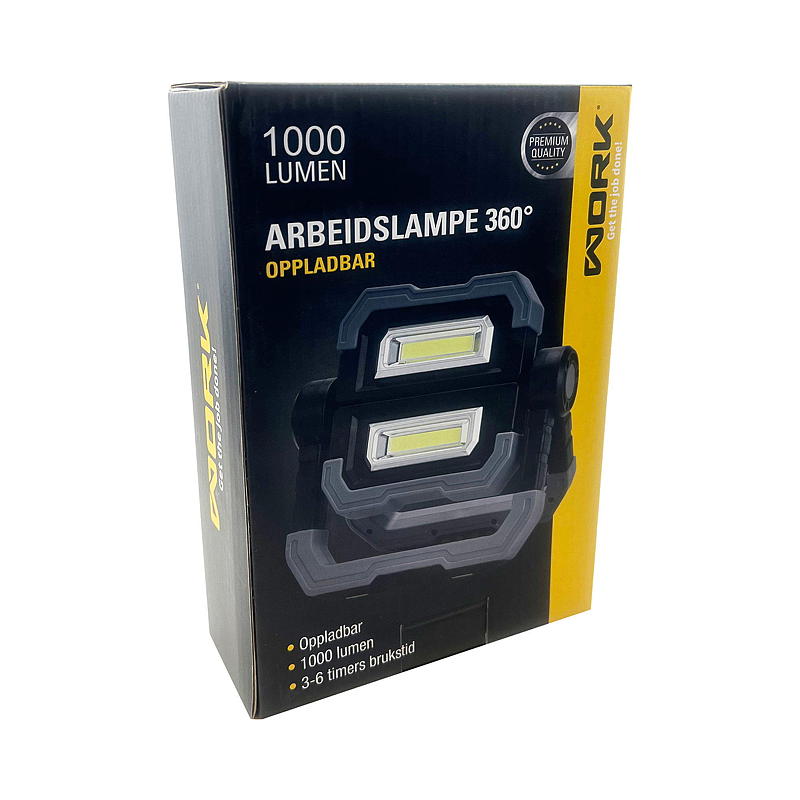 Arbejdslampe LED 1000 lm, genopladelig 360°