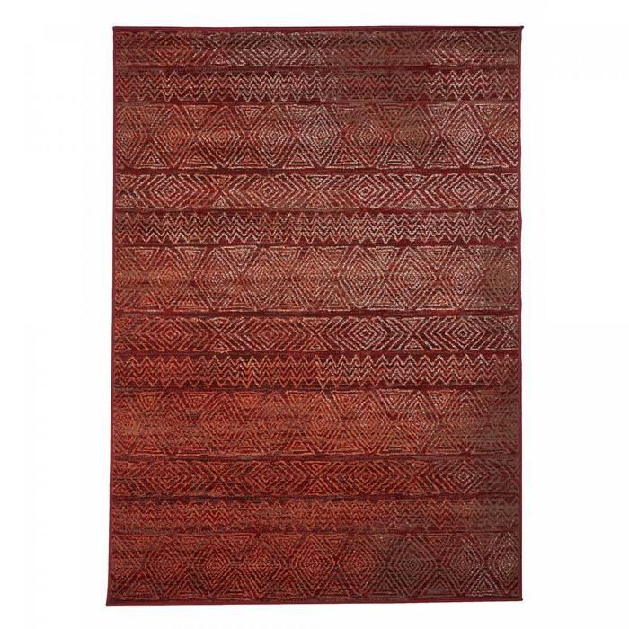 Tapete berbere 120x170 com padrão étnico tecido LYN1 CHILA vermelho
