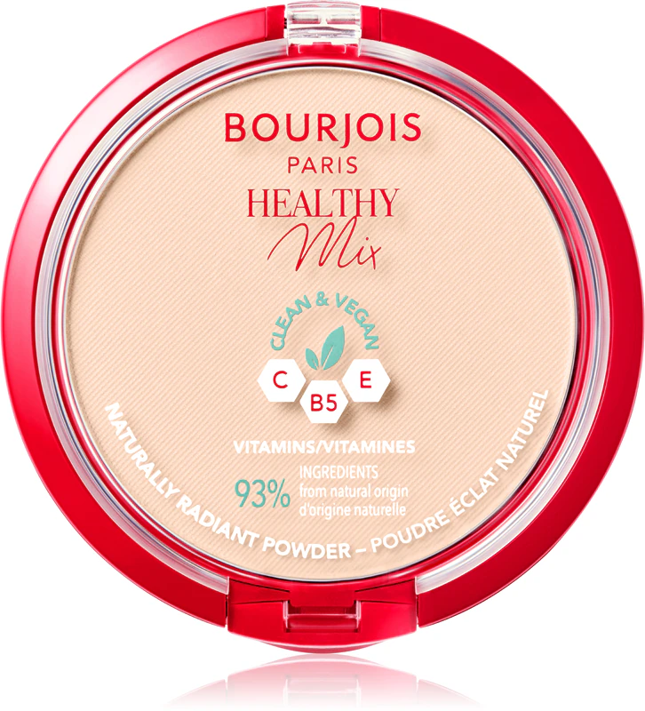Pó matificante Healthy Mix da Bourjois que proporciona à pele um aspecto radiante.