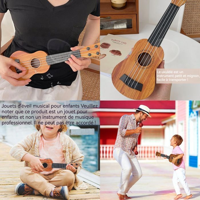Ukelele en Do de 45 cm para niños con púa de guitarra, instrumento pequeño para principiantes, instrumento musical infantil.