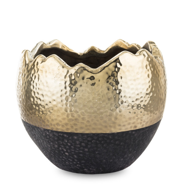 Osłonka czarno-złota kamionka 12,5x14x14 cm