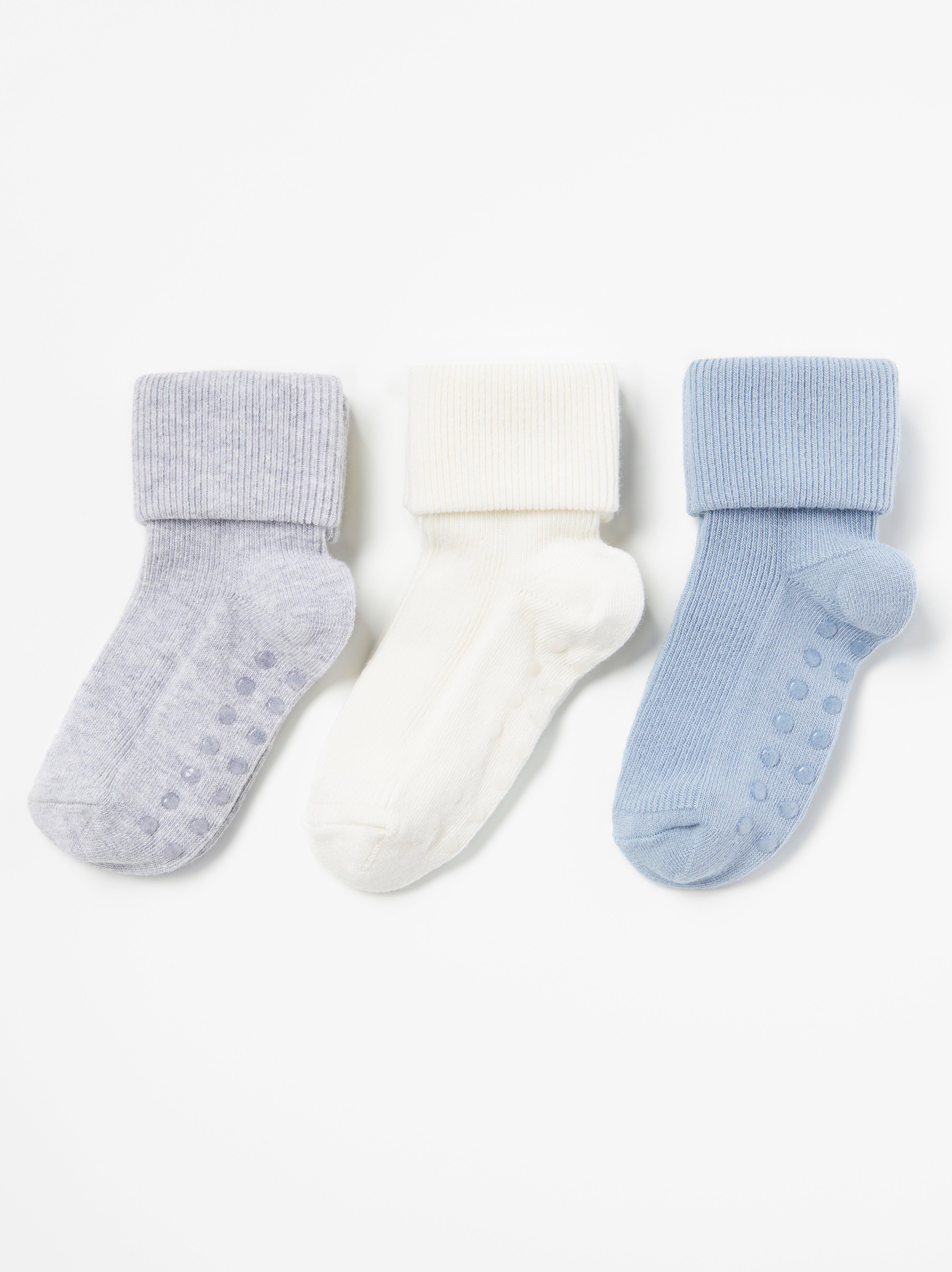 Conjunto de 3 pares de meias azul-acinzentado
