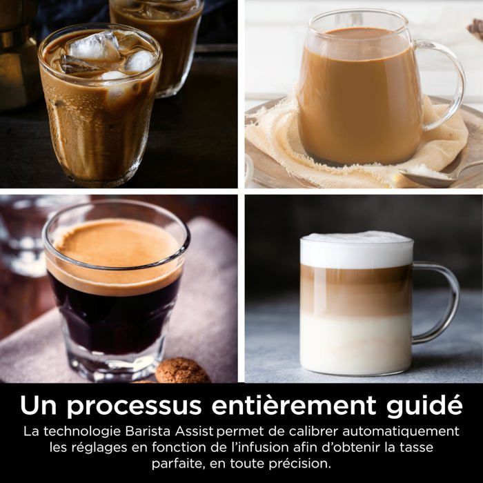 Cafetera 3 en 1 - NINJA - Luxe Pro - Molinillo integrado - Espumador de leche - Plateada