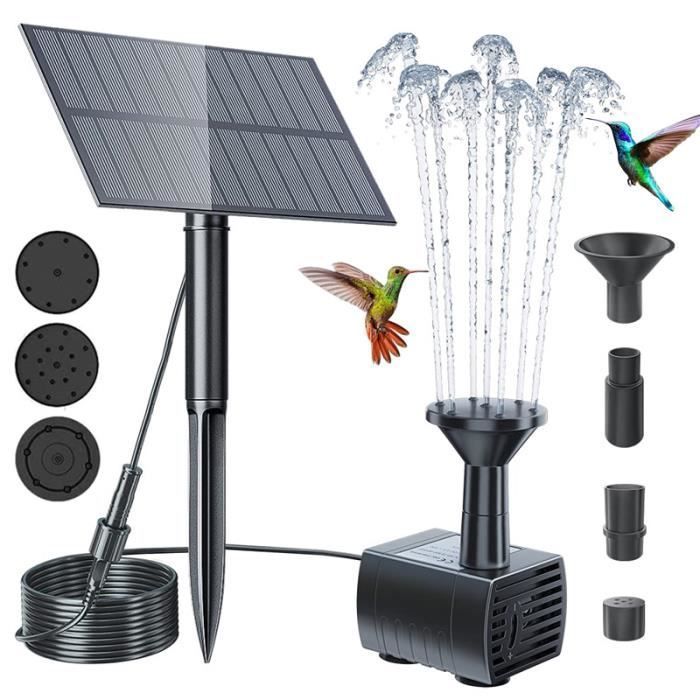 Fuente con bomba solar de 5 V y 1,5 W - Bomba de agua flotante con 4 boquillas para decoración de estanques, piscinas y jardines.