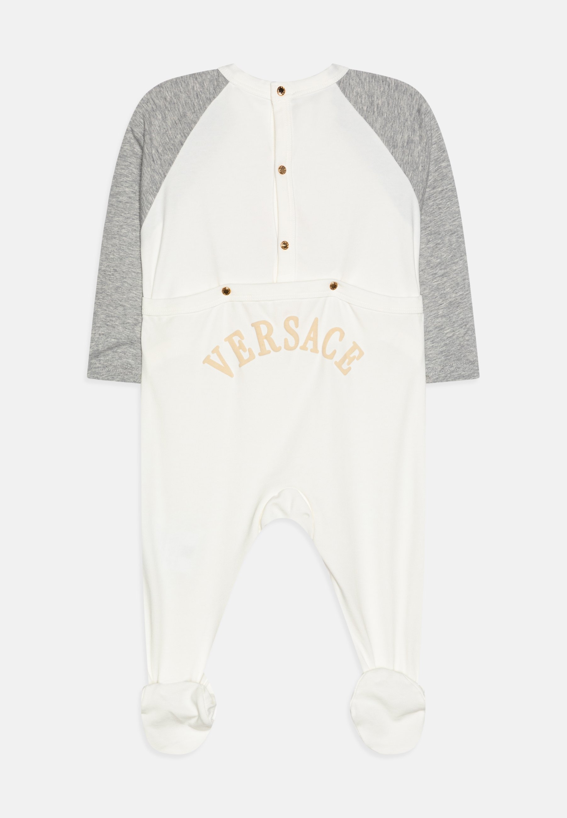 Versace babyrompertje met voetjeslogo, teddybeerprint, unisex - slaappakje - wit/grijs