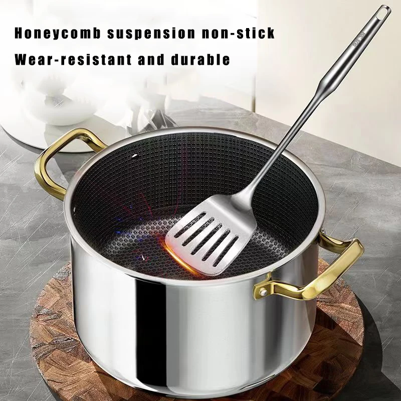 Casserole en acier inoxydable 304, revêtement antiadhésif alvéolé, couvercle inclus, compatible avec les plaques à induction, les cuisinières à gaz et toute autre poêle à frire.