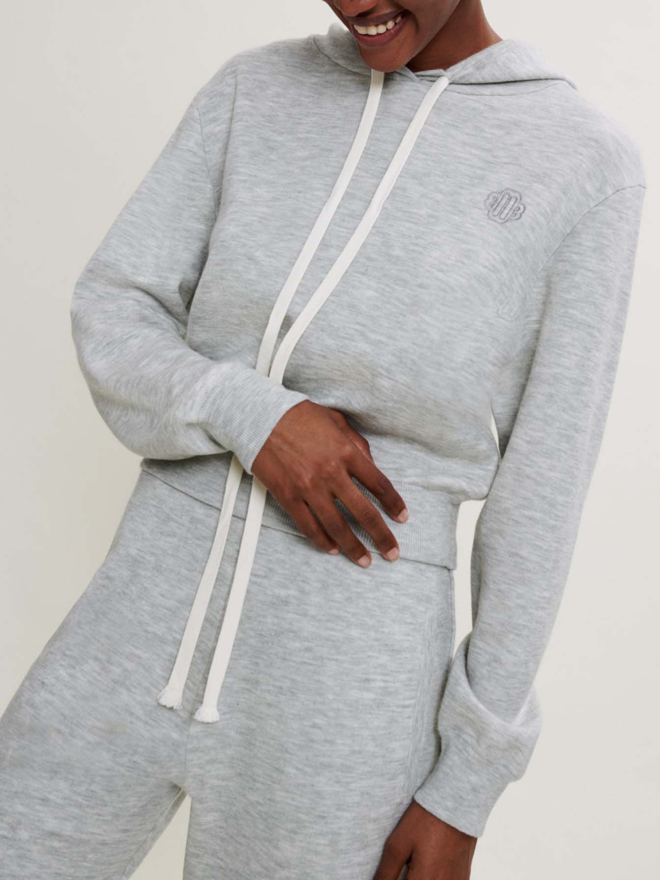 Hanorac din fleece melanj - Gri