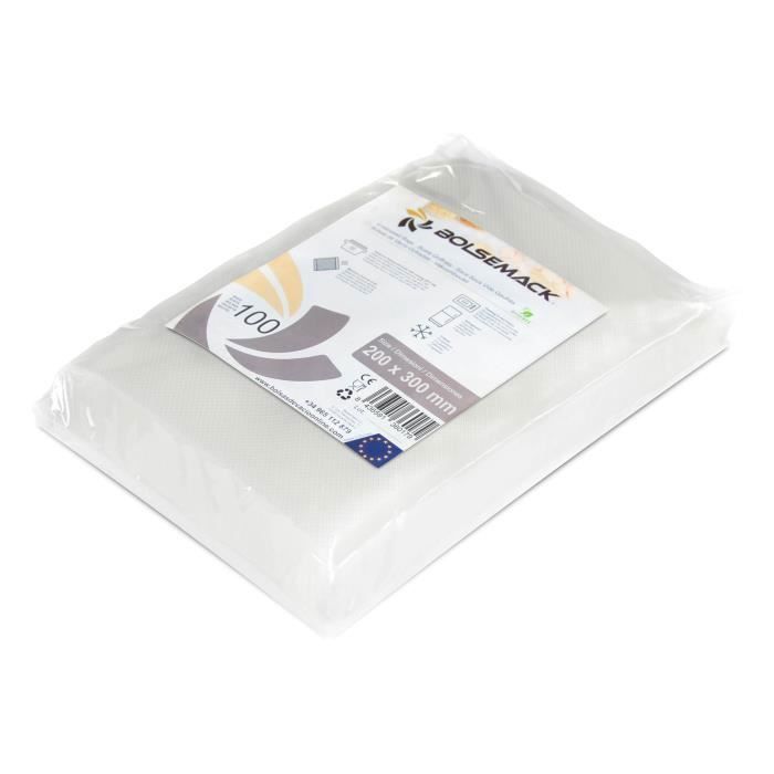 Bolsemack Embossed Vacuum Seal Bags 20x30 cm 100 units BPA Free Made in the EU Compatible with All Vacuum Sealing Machines