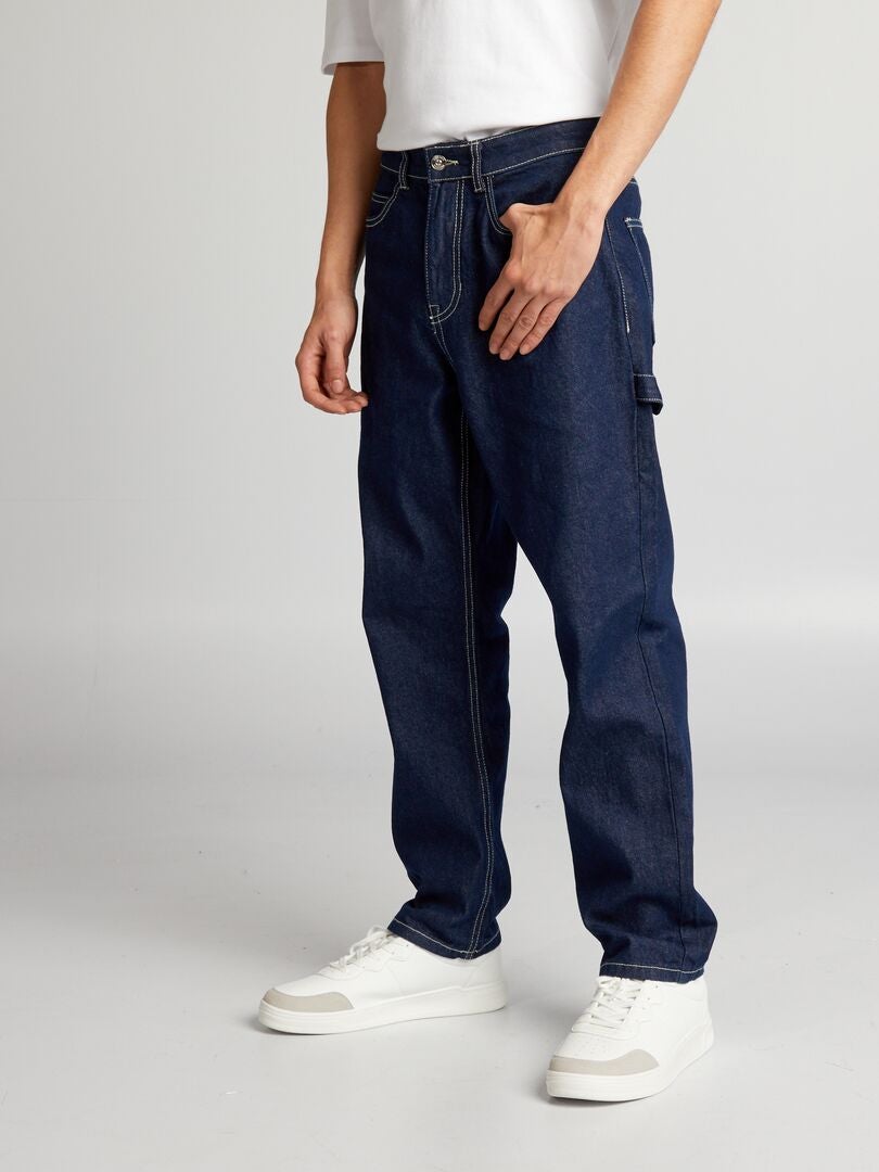 Calça jeans estilo carpinteiro - AZUL