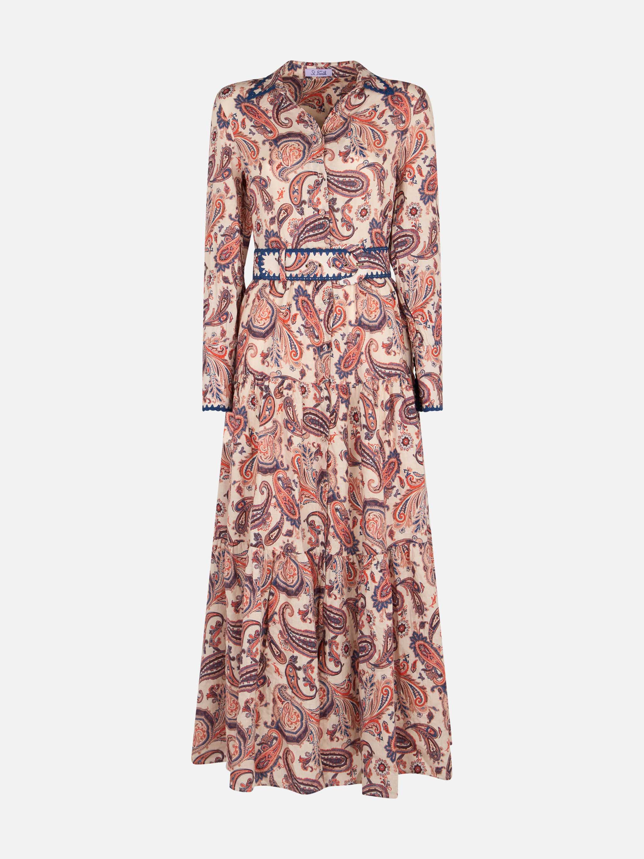 Marbella linnen jurk voor dames met paisleyprint