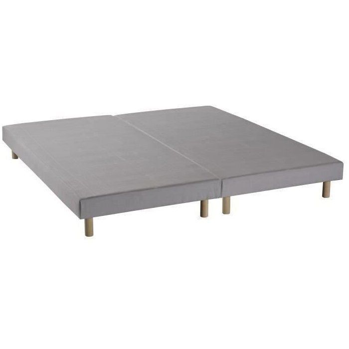 DEKO DREAM Rakenne Sommiers tapissiers à lattes 2x80x200 - Bois massif gris + pieds