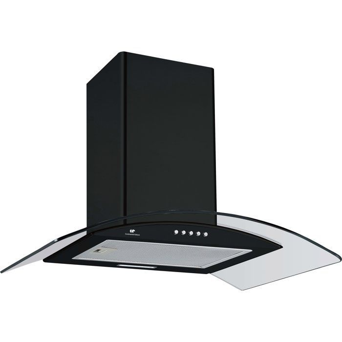 Decoratieve afzuigkap - CONTINENTAL EDISON - CEH60GB2 - Klasse A - 60 x 47 x 50,84 cm - Zwart / Glas