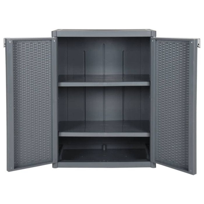 vidaXL Armoire de rangement de jardin gris 65x45x88 cm PP rotin 364062