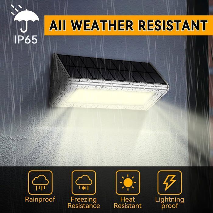 Foco solar inalámbrico para exteriores IP65 resistente al agua, 4500 mAh, 46 LED.