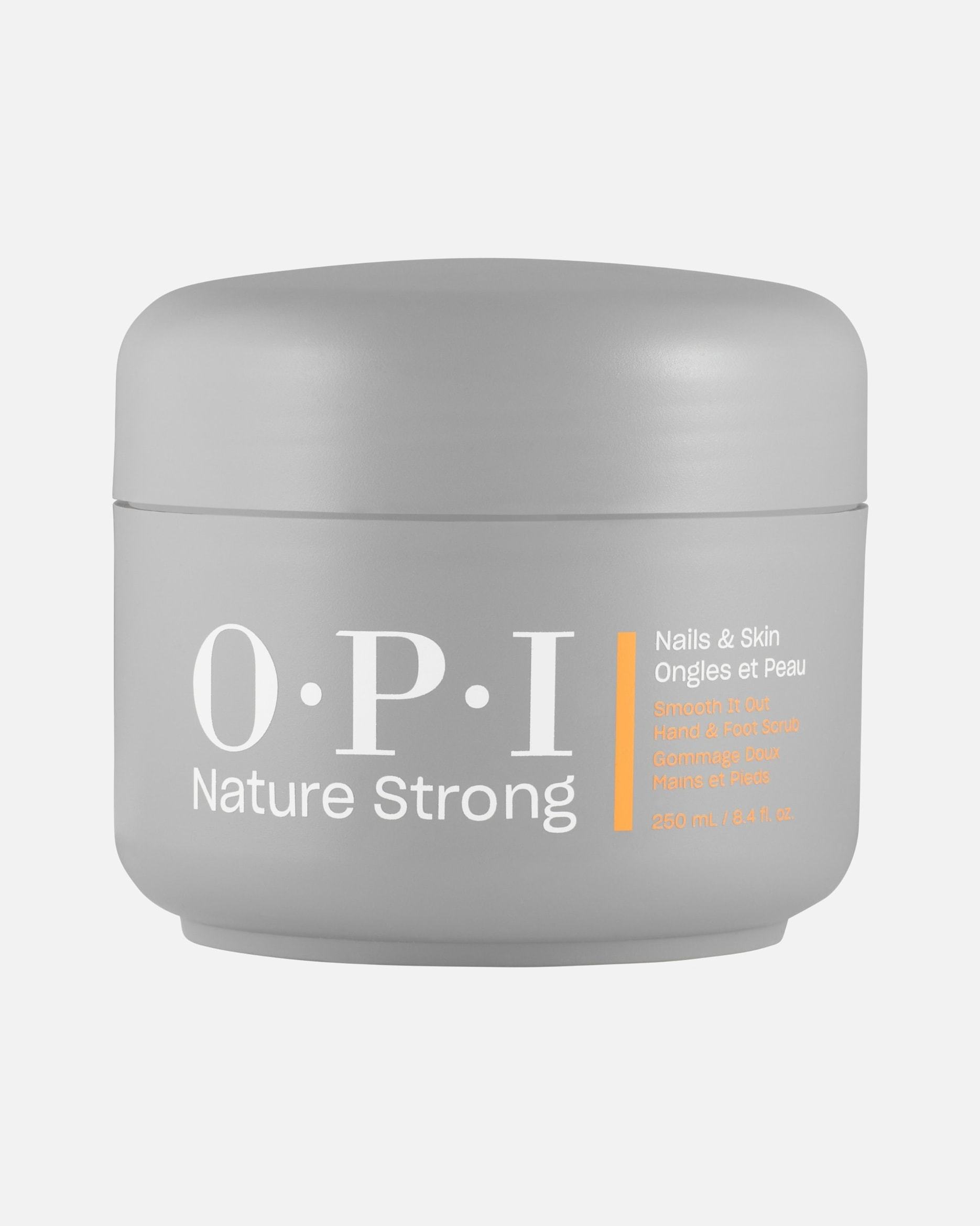 OPI rankų ir kojų priežiūros priemonė „Nature Strong Smooth Foot Scrub“ – stiprus, švelnus pėdų šveitiklis, 250 ml