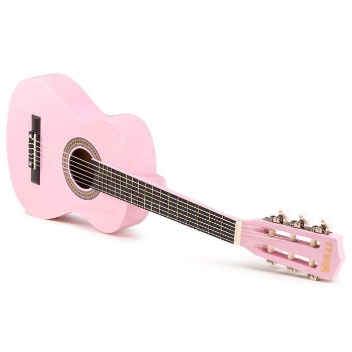 Max SoloArt Junior 1/4 formaat klassieke gitaarset - roze, nylon snaren, leeftijd 4-6 jaar, draagtas
