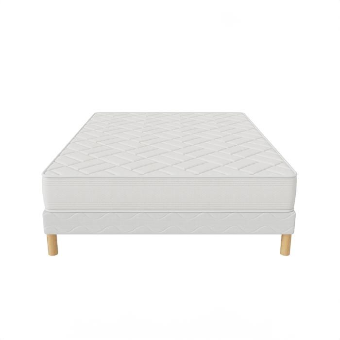 Ensemble ZEN 160x200 – Matelas H20 cm mousse PU Techno Foam – Sommier + 4 pieds – Confort mi-ferme