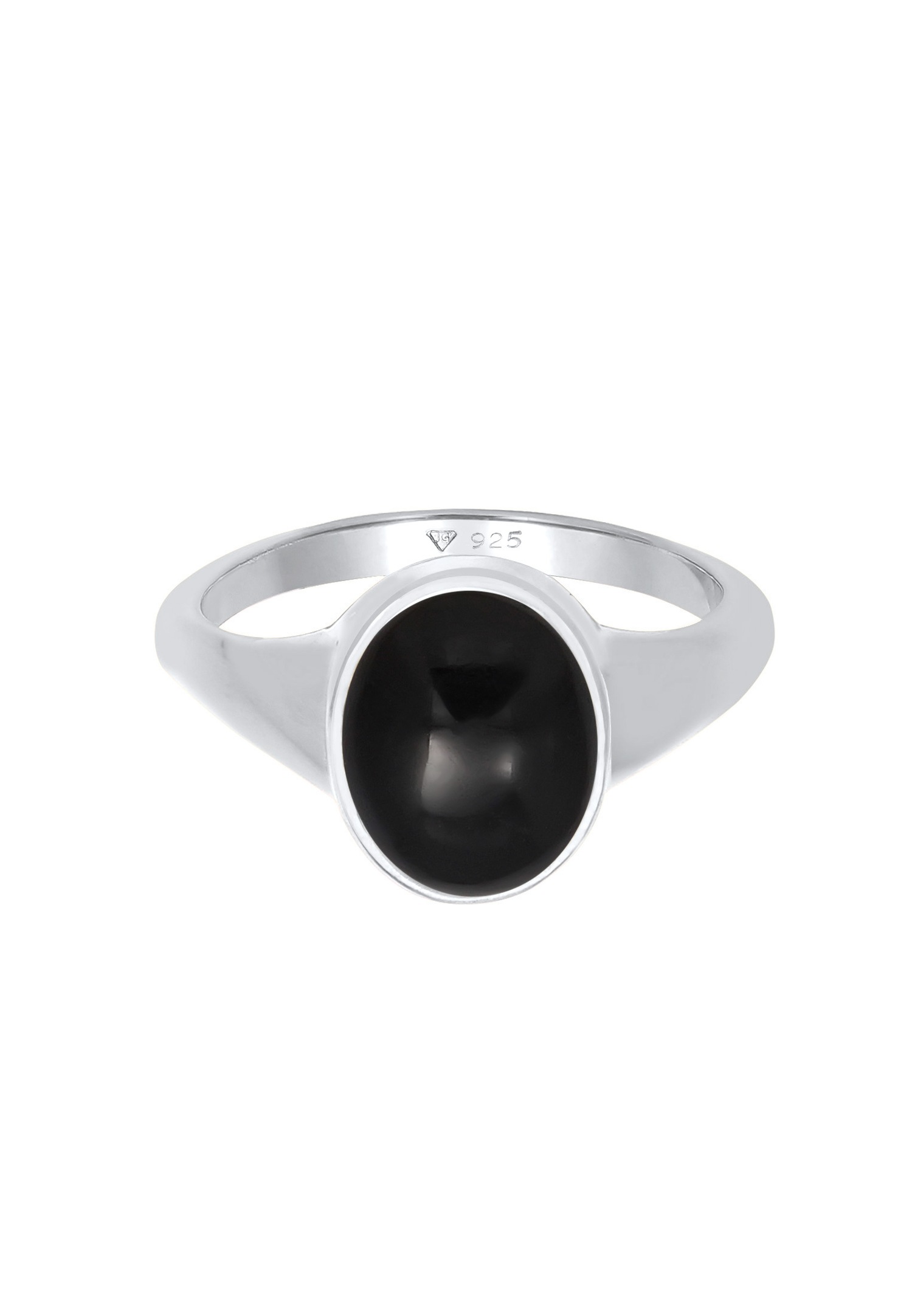 Elli Femmes Sceau Ovale avec Pierre Précieuse Onyx en Argent Sterling 925 Plaqué Or
