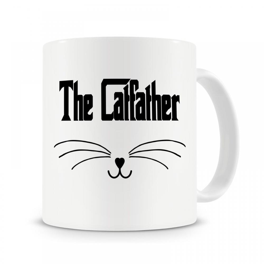 „Katzenvater“-Tasse, Tasse für Katzenliebhaber, Geschenk für Katzenbesitzer, lustige Kaffeetasse mit Rührlöffel