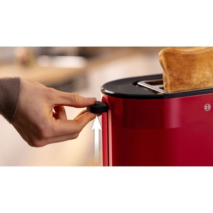 Toaster - BOSCH -  TAT2M124 MyMoment - Rouge - 2 tranches - centrage automatique du pain - fonctions décongélation et réchauffage