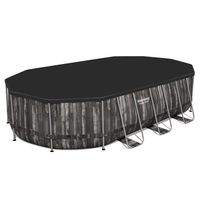 Kit de piscina tubular elevada BESTWAY - Power Steel™ - 610 x 366 x 122 cm - Ovalada (con filtro, escalera y cubierta)
