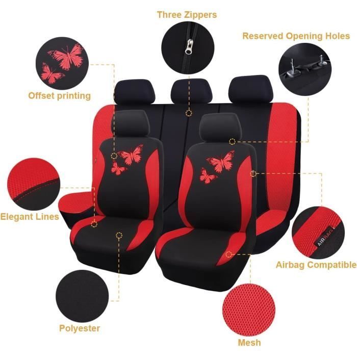 Coprisedile per auto - AMOUNE - Modello FB-077 - Universale - Rosso - Per donna