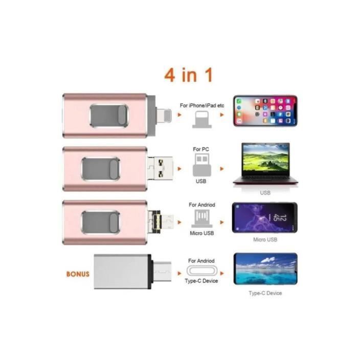 Memoria USB 3.0 - Compatible con iPhone - 256 GB - Almacenamiento ampliable - iOS y Android