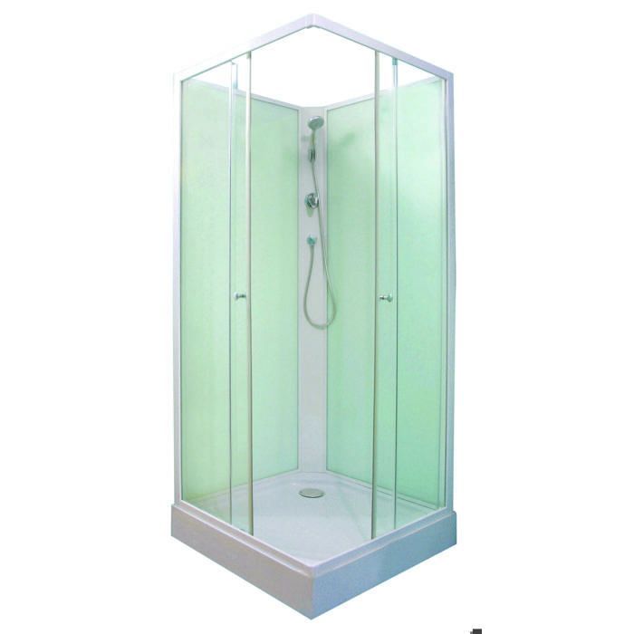 Mampara de ducha ONDEE MINEA - 80x80cm - Perfiles de aluminio - Fondo verde