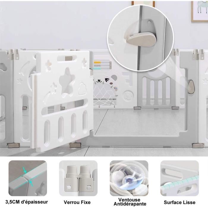 Box per bambini, cancelletto di sicurezza, box taglia L, box per bambini in plastica ecologica, adatto a bambini da 0 a 6 anni (10 pannelli)