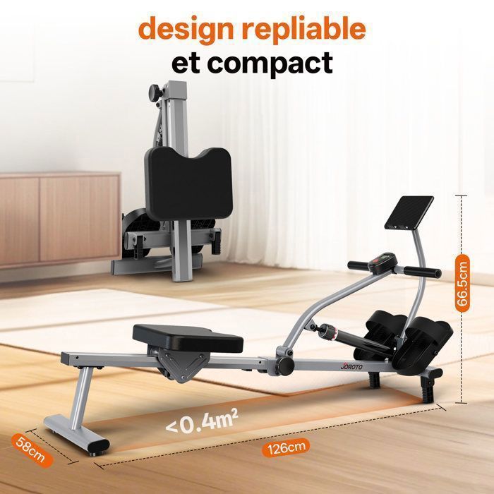 Rameur d'appartement - JOROTO - MR10S - Pliable - 12 niveaux de résistance - Bluetooth