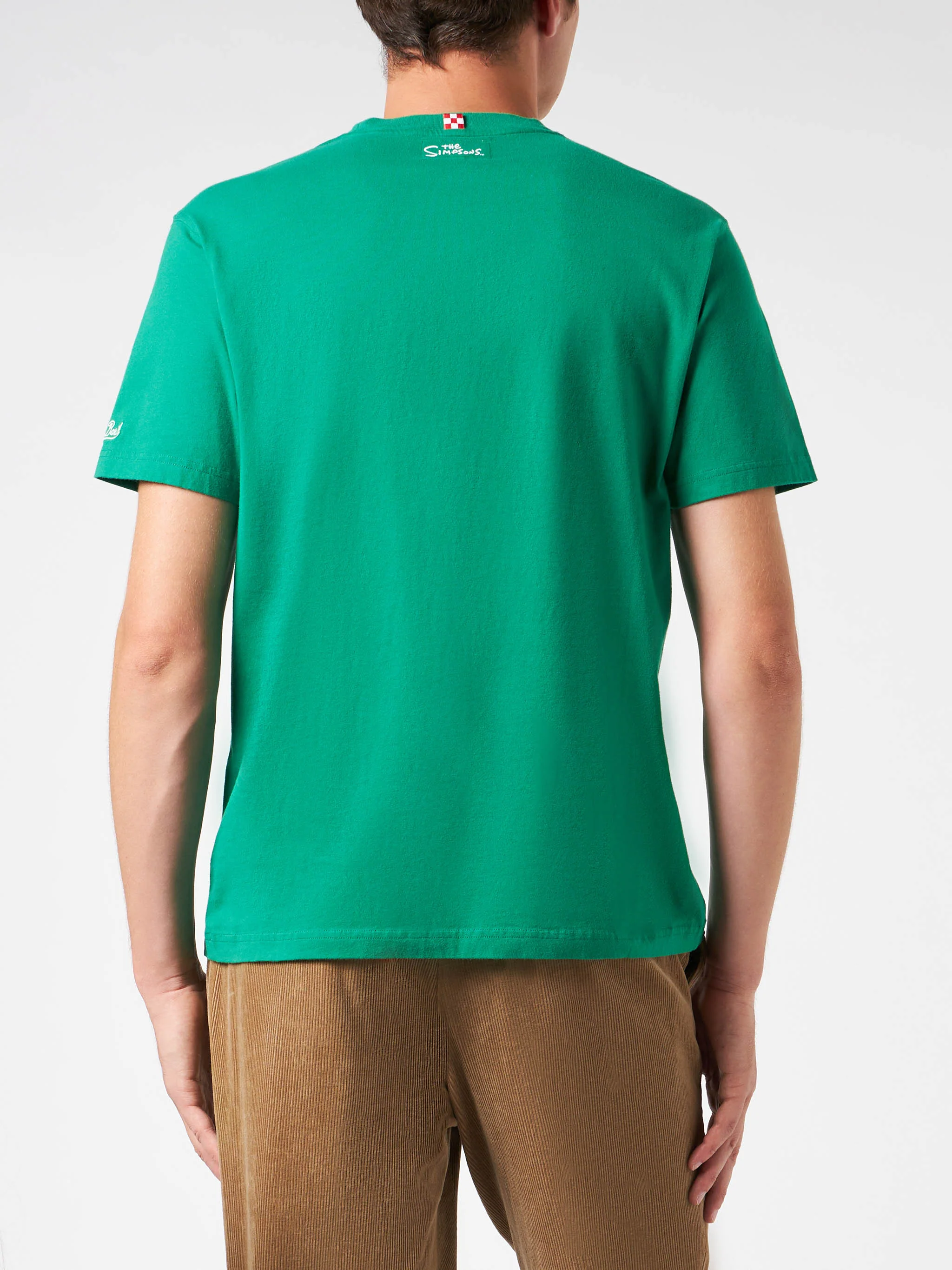 Heren T-shirt van zwaar katoen met Homer Simpson Merry Chris-print.