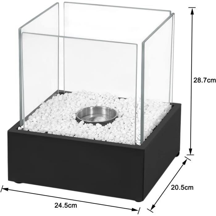 Cheminée au Bioéthanol - Portable - 24.5cm x 20.5cm x 28.7cm - Intérieur et extérieur - Ambiance chaleureuse
