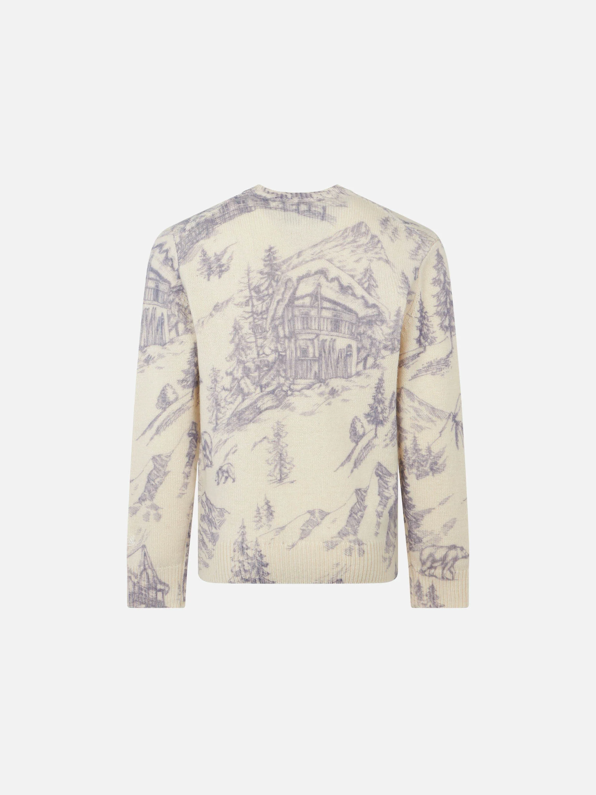 Toile de jouy-trui voor meisjes met ronde hals en La Montagne-borduursel