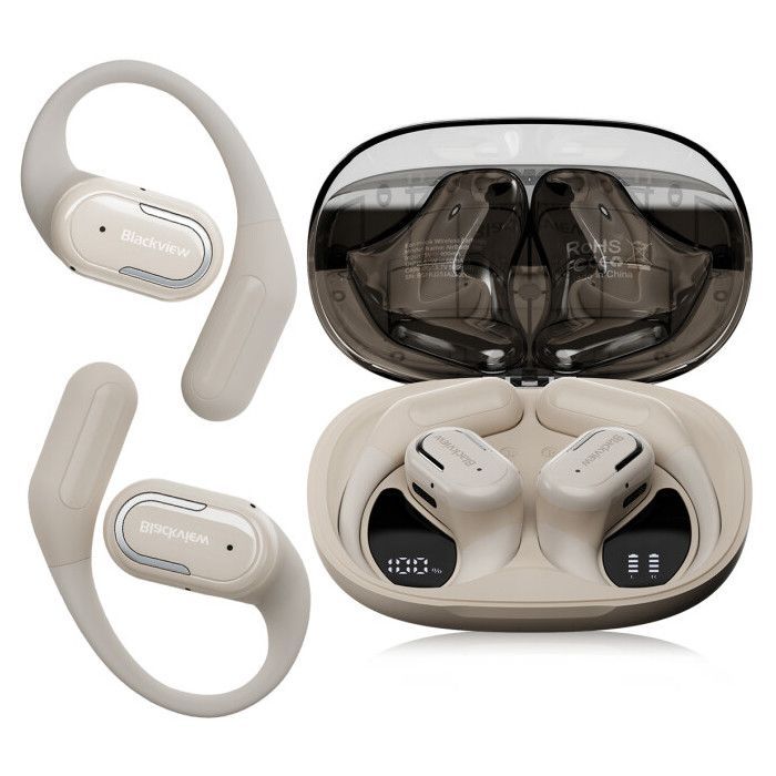 Blackview AirBuds 300 Wireless Bluetooth 6.0 Earbuds with Active ANC, 500mAh Charging Case, IPX5, for iPhone/Android, White