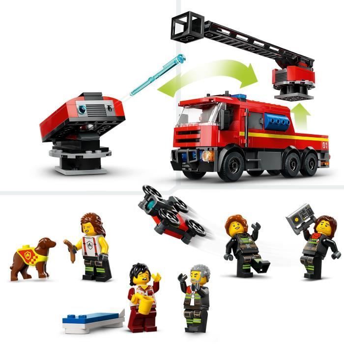 LEGO® 60414 Stadsbrandweerkazerne en brandweerwagen, speelgoedhondje en 5 minifiguren, kindercadeau