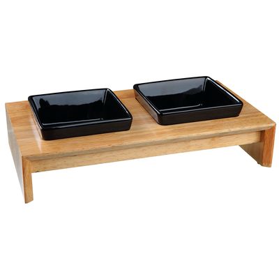 Zestaw ceramicznych i drewnianych misek do karmienia Trixie