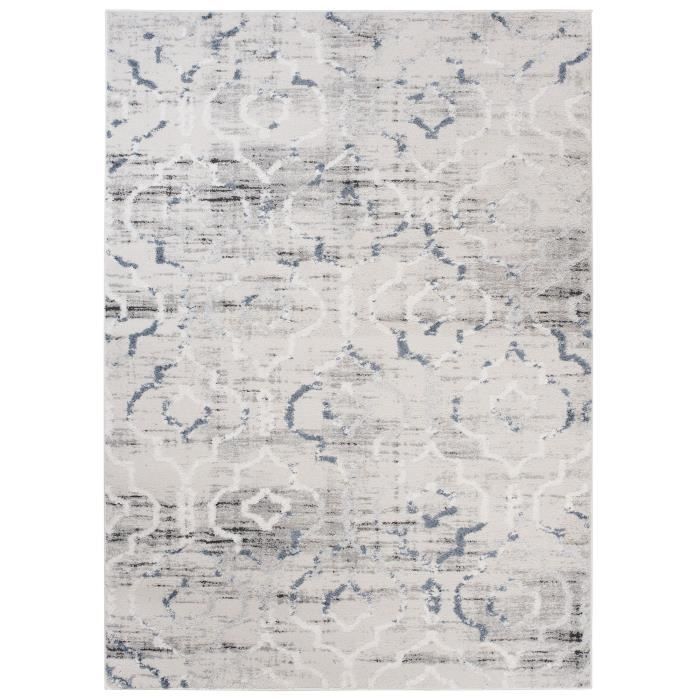 TAPISO Troya Tapis de Salon Chambre Design Moderne Marocain Tacheté Bleu Blanc Doux Frise 200 x 300 cm