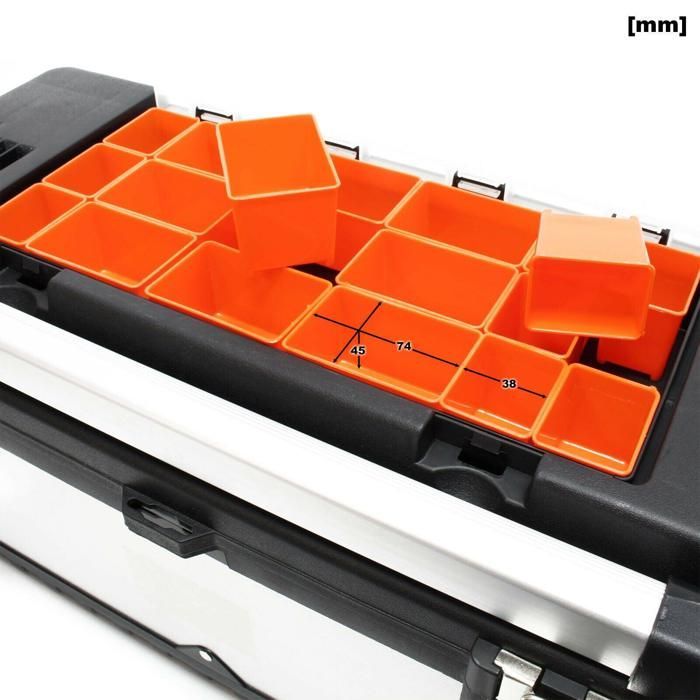 Caja de herramientas de 59 cm, estuche para herramientas, acero refinado con asa 16_0000269