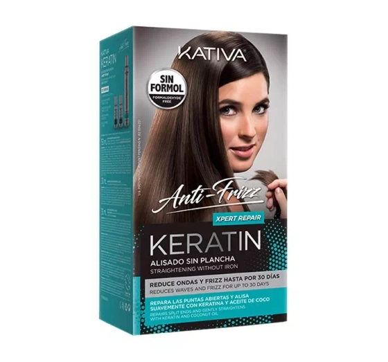 Kativa Anti-Frizz Keratin Xpert Repair zestaw do keratynowego prostowania włosów 210ml