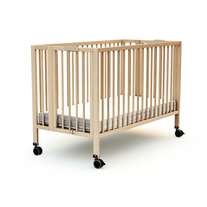 AT4 - Lit bébé pliant en bois FLOW 60 x 120 cm  Hêtre Verni - Taille unique