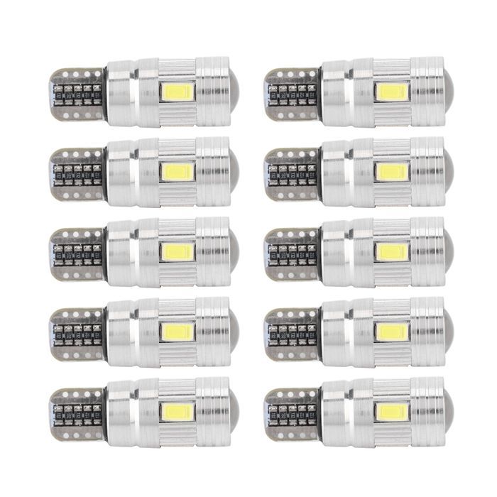 Bombilla LED Shipenophy T10, 10 unidades, T10 5630 6SMD W5W, bombilla LED decodificable para coche, Canbus, sin errores, para faros delanteros.