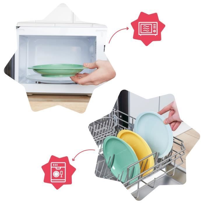 Juego de 3 platos para bebé BADABULLE antideslizantes e irrompibles, aptos para microondas, a partir de 12 meses.