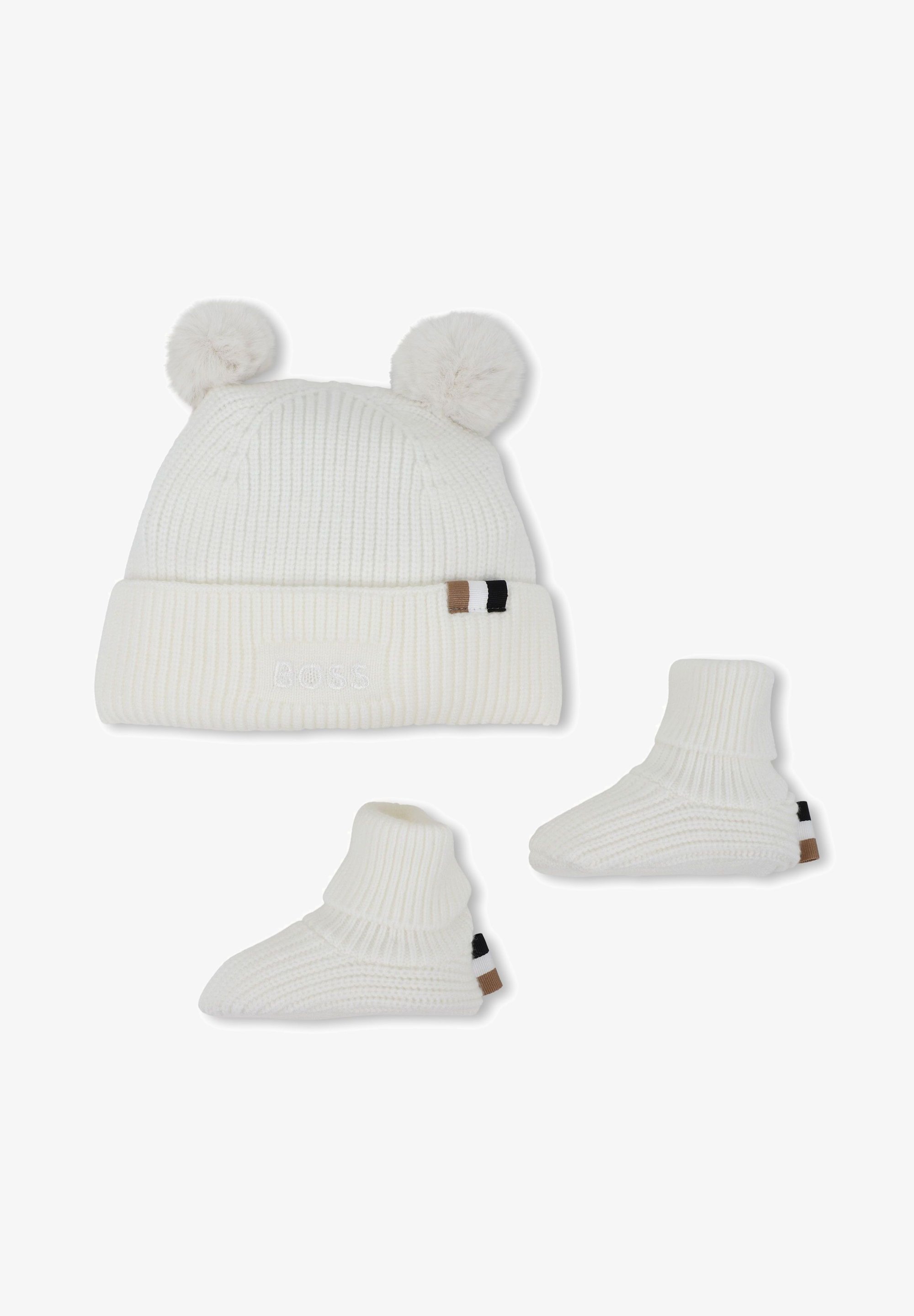 BOSS Kidswear NOUVEAU-NÉ CHAUSSONS-BONNETTES À ENFILER UNISEXE - Bonnet - blanc cassé