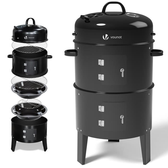 Vertikaler Smoker-Holzkohlegrill mit Thermometer